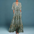 Flowy Floral Maxi Dress Women Elegant