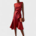 Effortless Draped Asymmetric Midi Dress