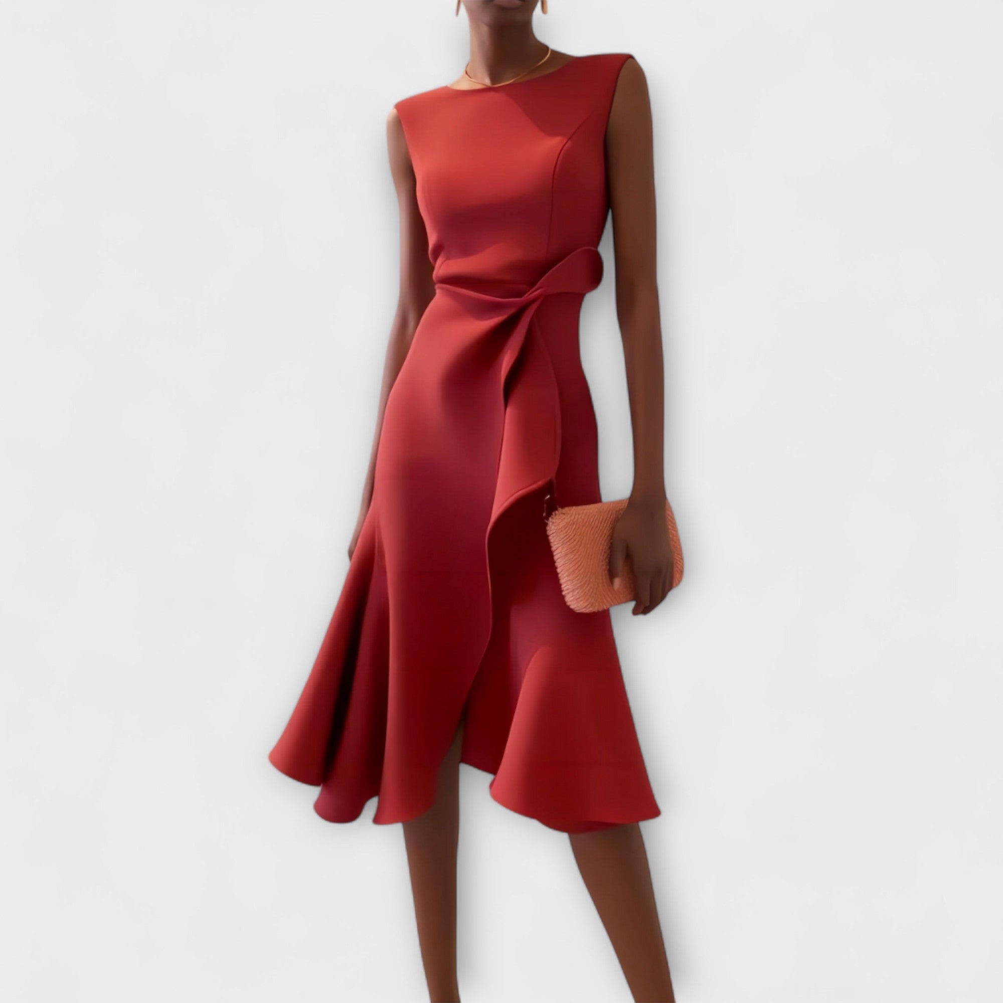Effortless Draped Asymmetric Midi Dress