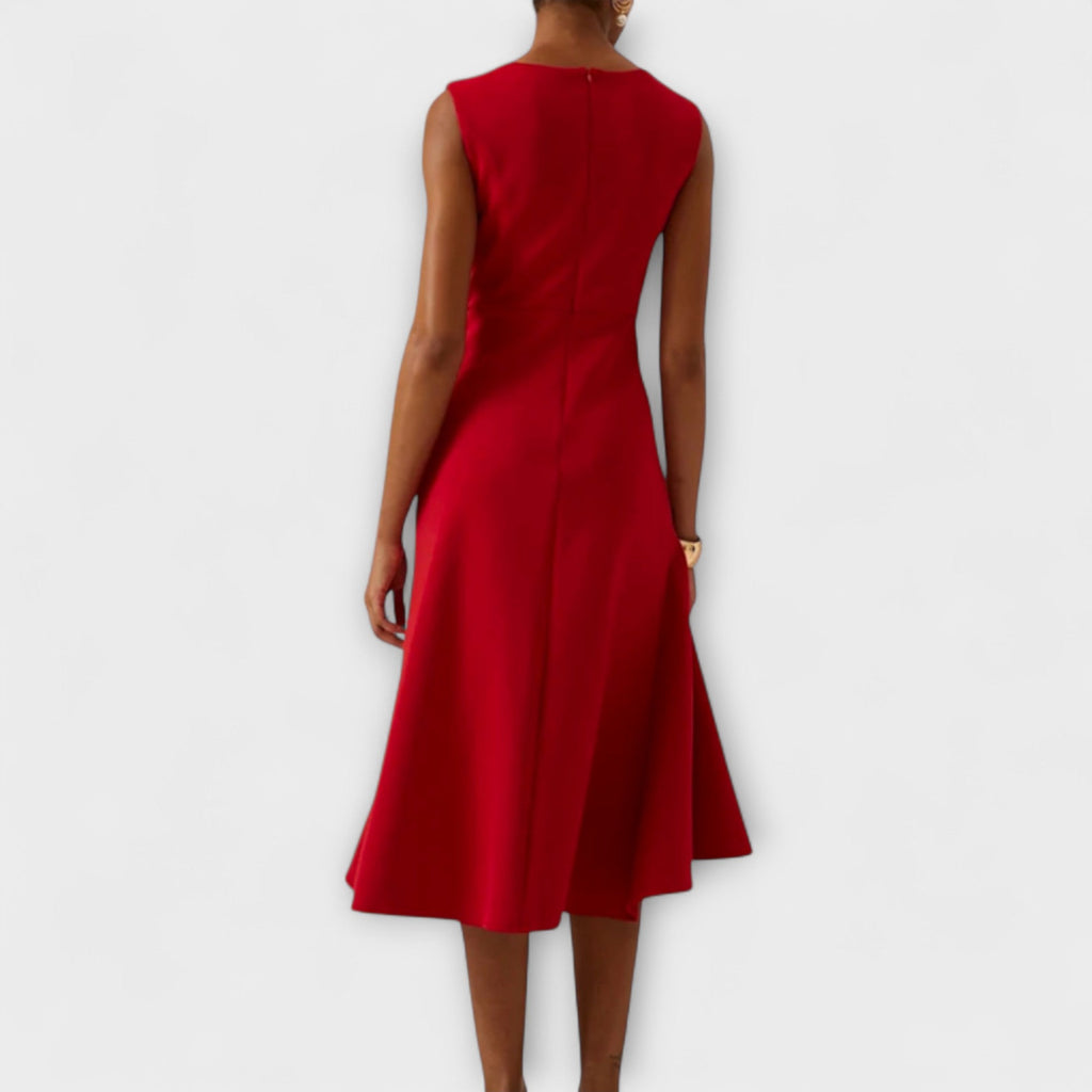 Effortless Draped Asymmetric Midi Dress