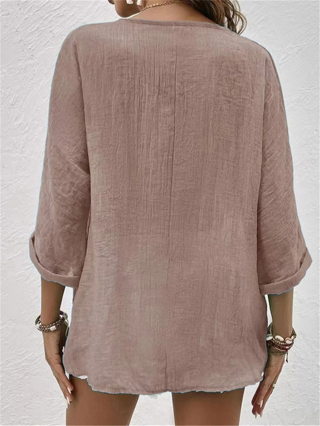 Effortless Women's Cotton V-Neck Button-Front Casual Shirt