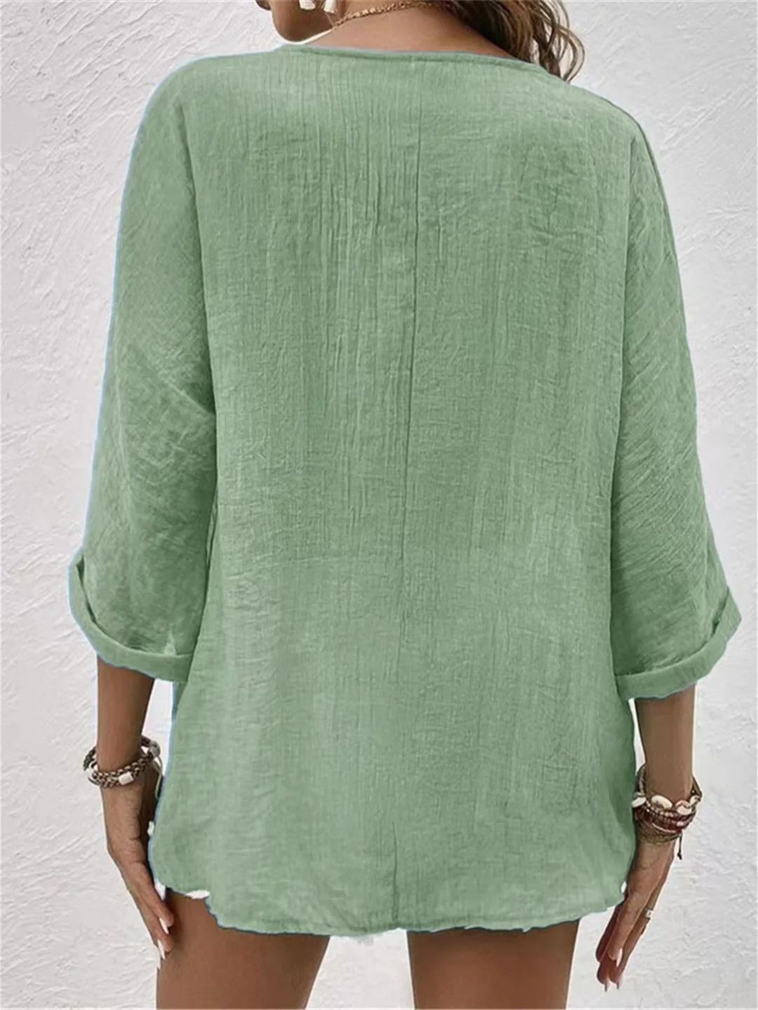 Effortless Women's Cotton V-Neck Button-Front Casual Shirt