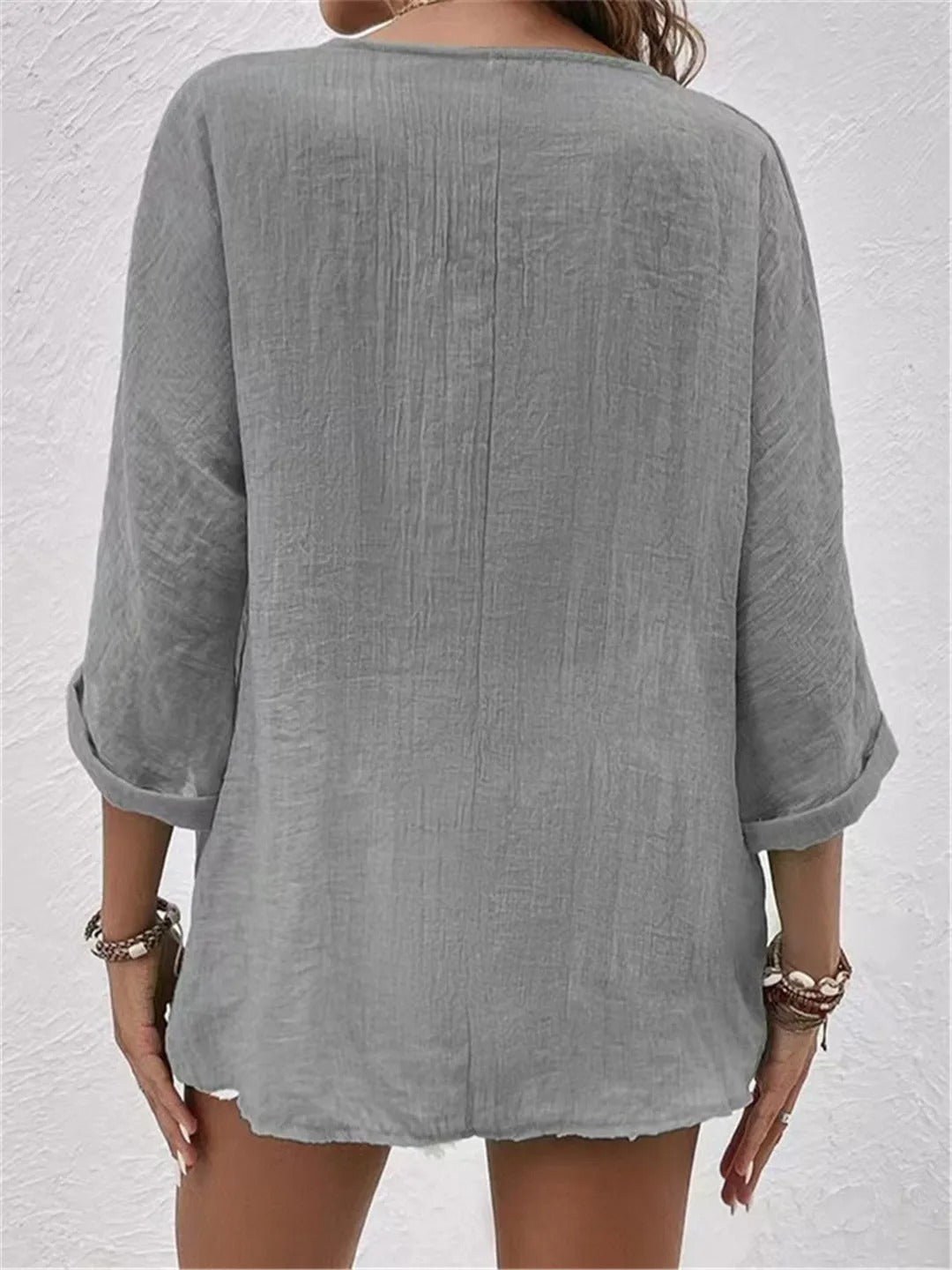 Effortless Women's Cotton V-Neck Button-Front Casual Shirt