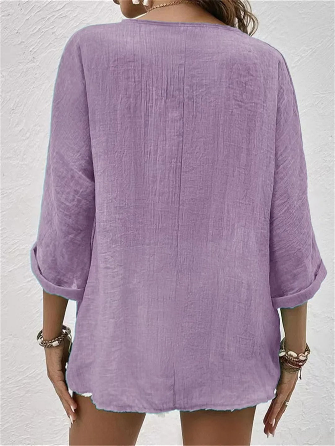 Effortless Women's Cotton V-Neck Button-Front Casual Shirt