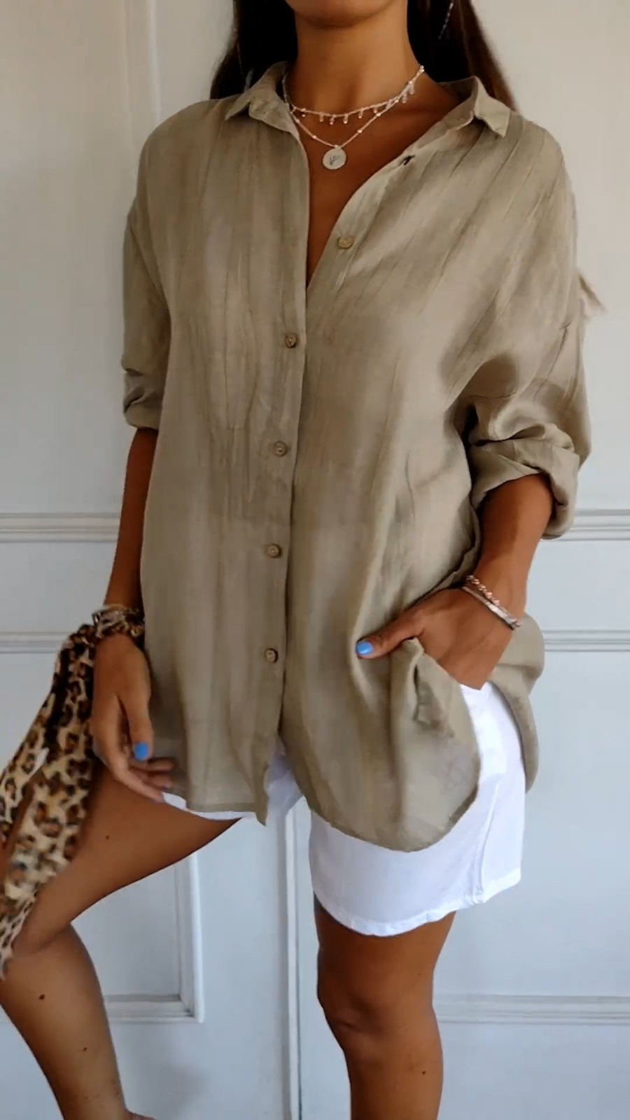 Effortless Women's Oversized Linen Button-Down Shirt