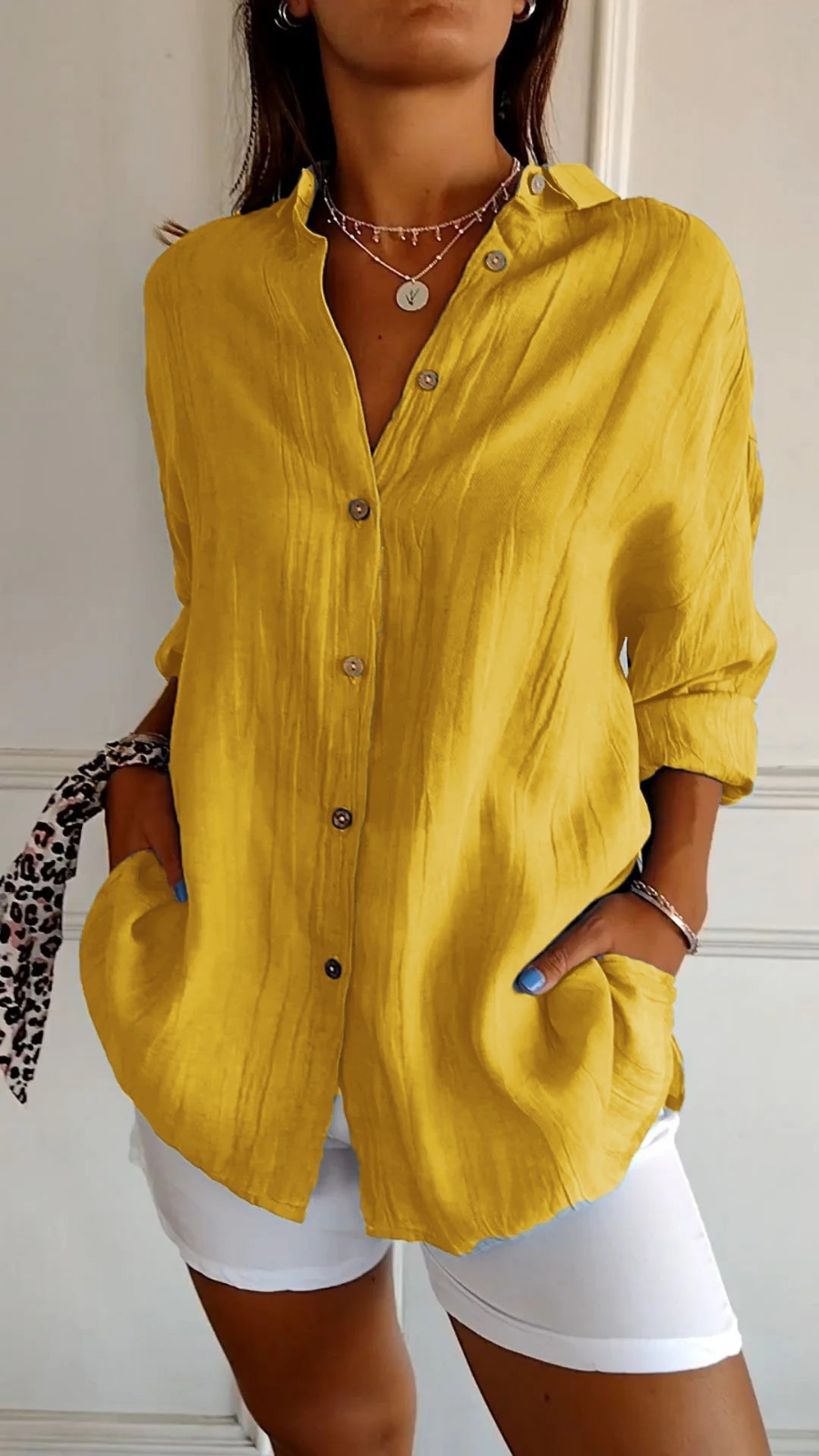 Effortless Women's Oversized Linen Button-Down Shirt