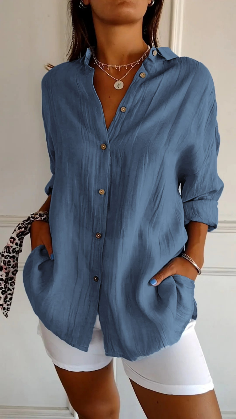 Effortless Women's Oversized Linen Button-Down Shirt