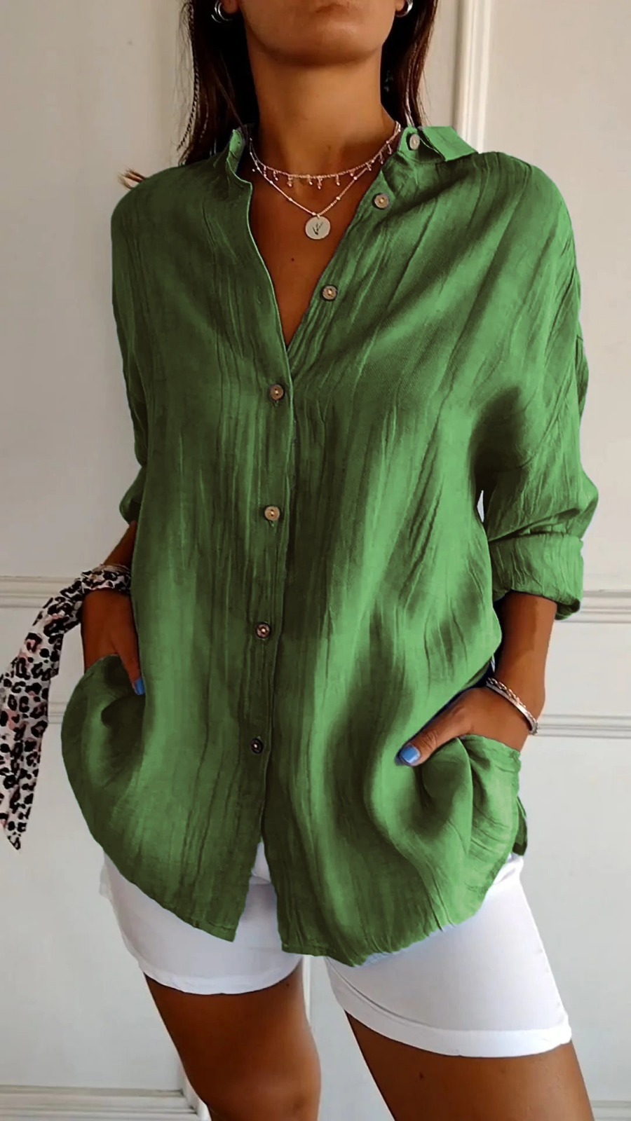 Effortless Women's Oversized Linen Button-Down Shirt