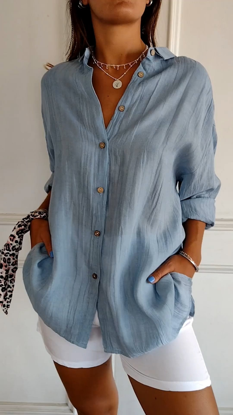 Effortless Women's Oversized Linen Button-Down Shirt