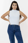 Cozy Cotton Knit Sleeveless Mock Neck Sweater