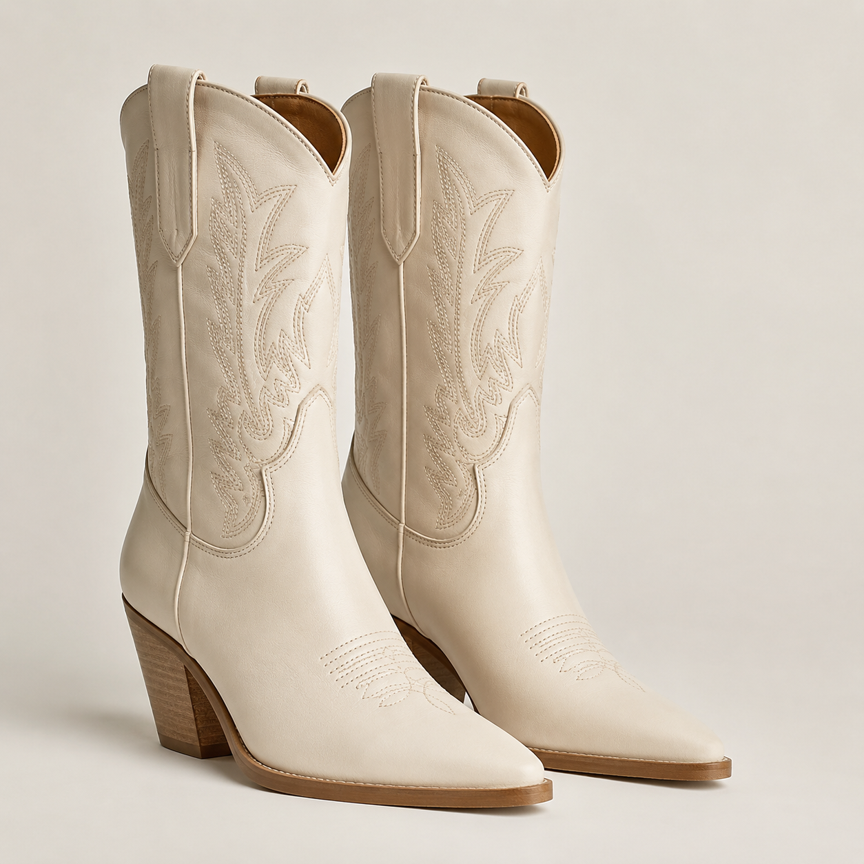 Caldwell Floral Embroidered Western Boot — Cream