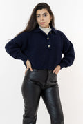 Relaxed Cotton Fisherman Cropped Polo Sweater