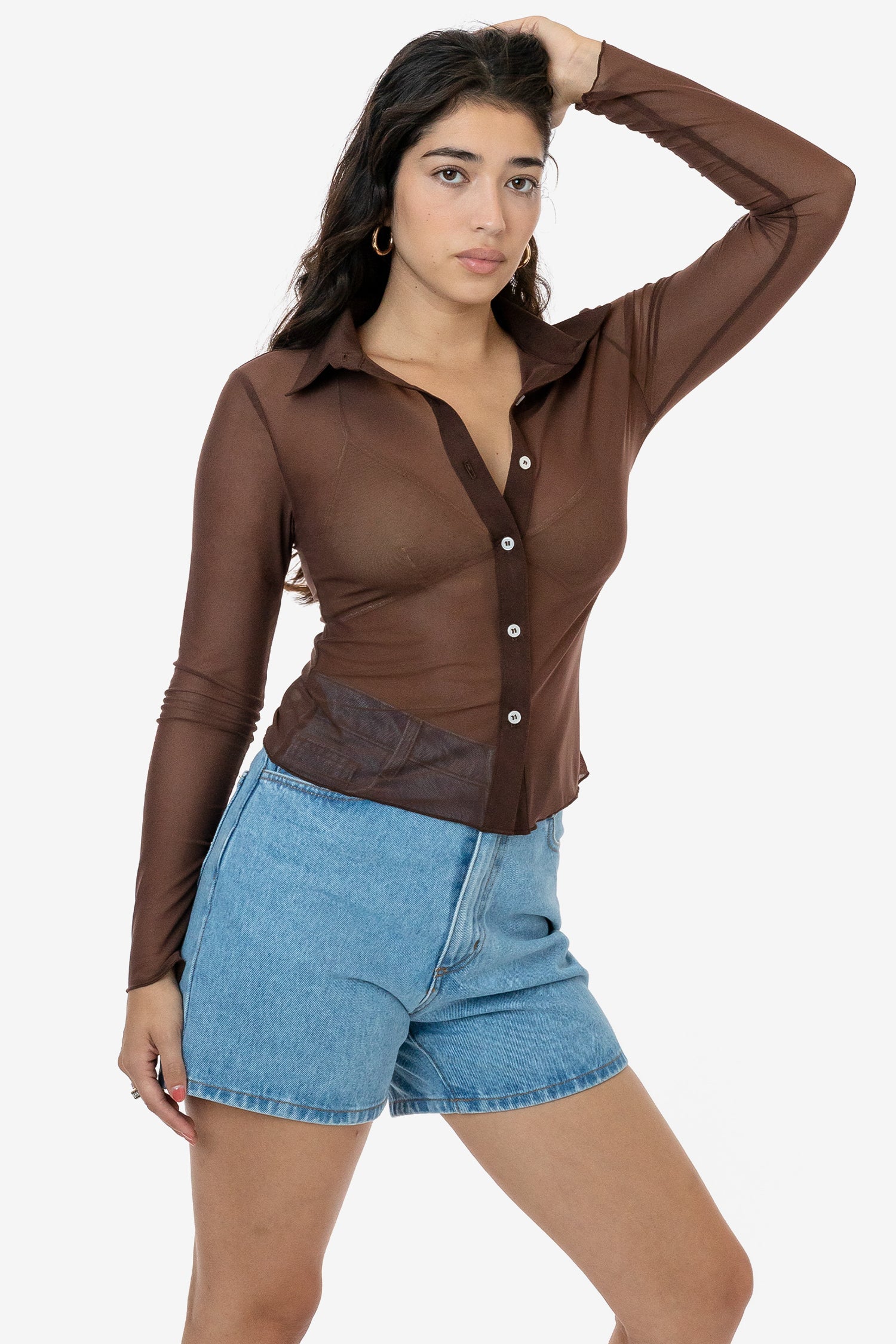 Breathable Micro Mesh Long Sleeve Button-Up Shirt