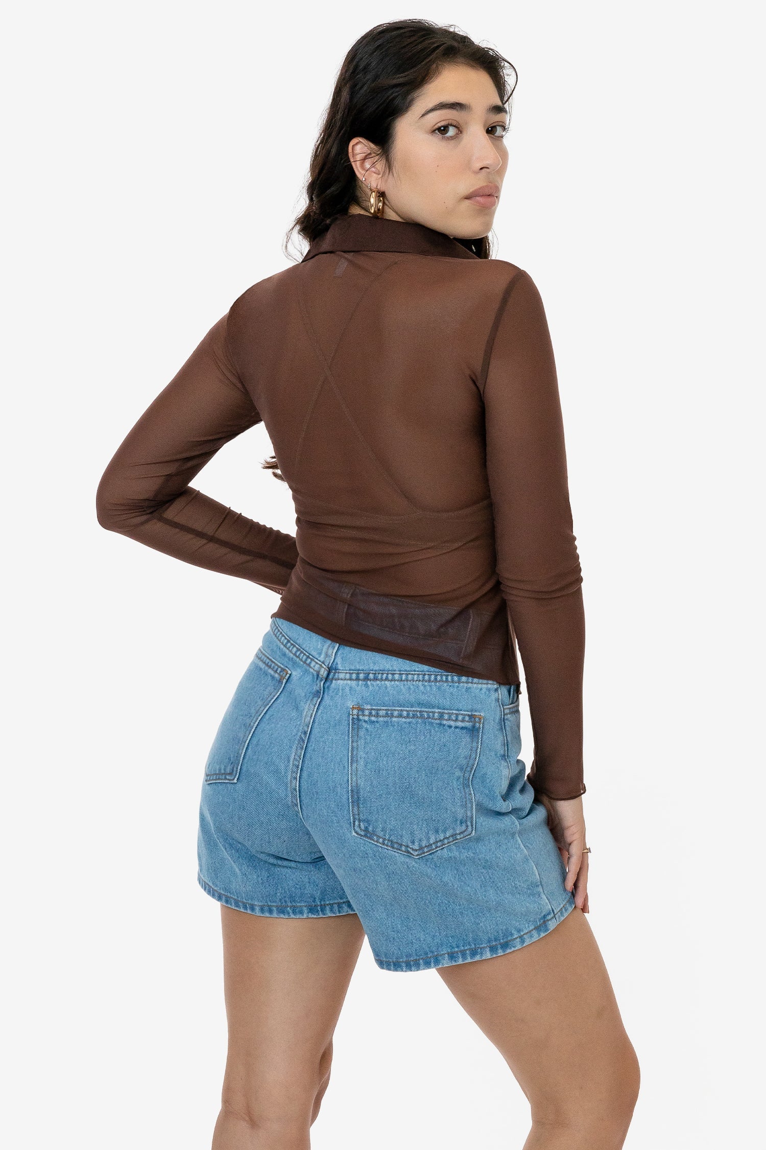 "Breathable Micro Mesh Long Sleeve Button-Up Shirt"