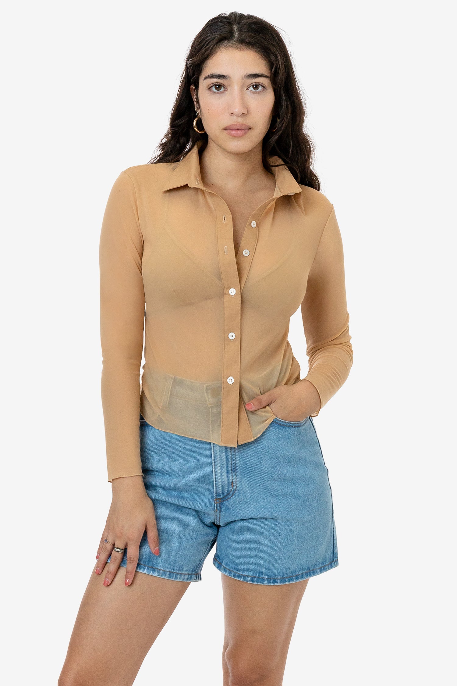 Breathable Micro Mesh Long Sleeve Button-Up Shirt
