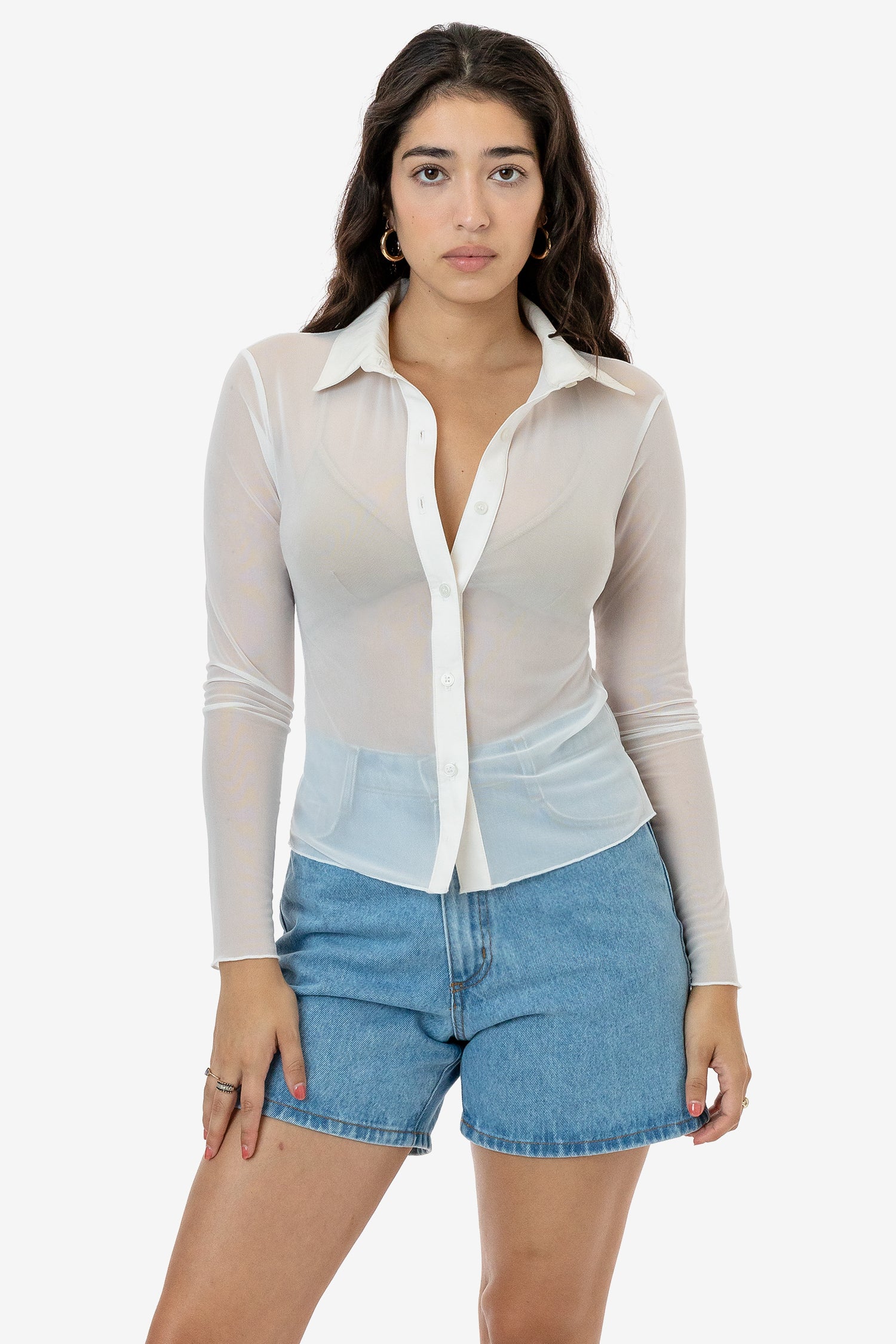 Breathable Micro Mesh Long Sleeve Button-Up Shirt