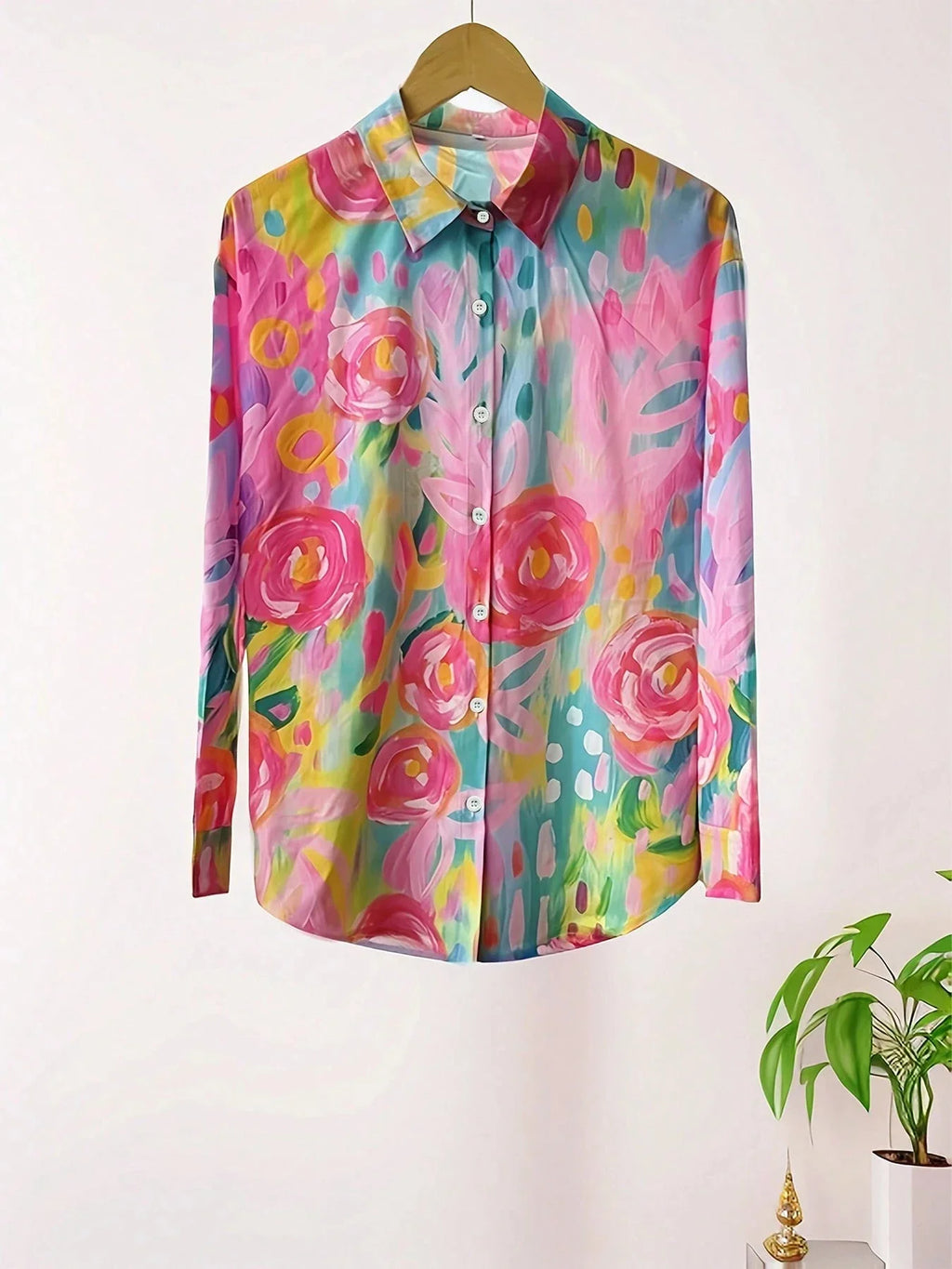 Vibrant Floral Print Blouse Women's Boho Chic Top