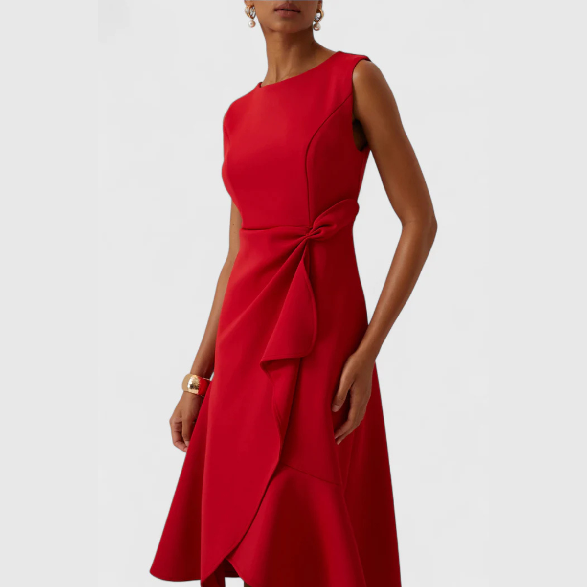 Effortless Draped Asymmetric Midi Dress