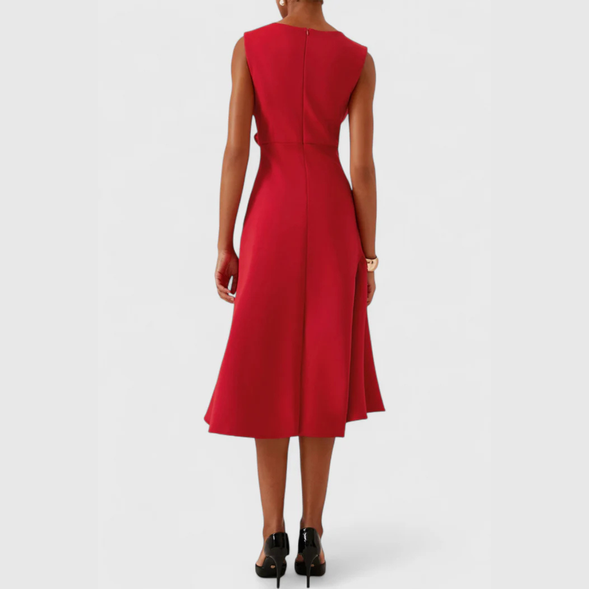 Effortless Draped Asymmetric Midi Dress